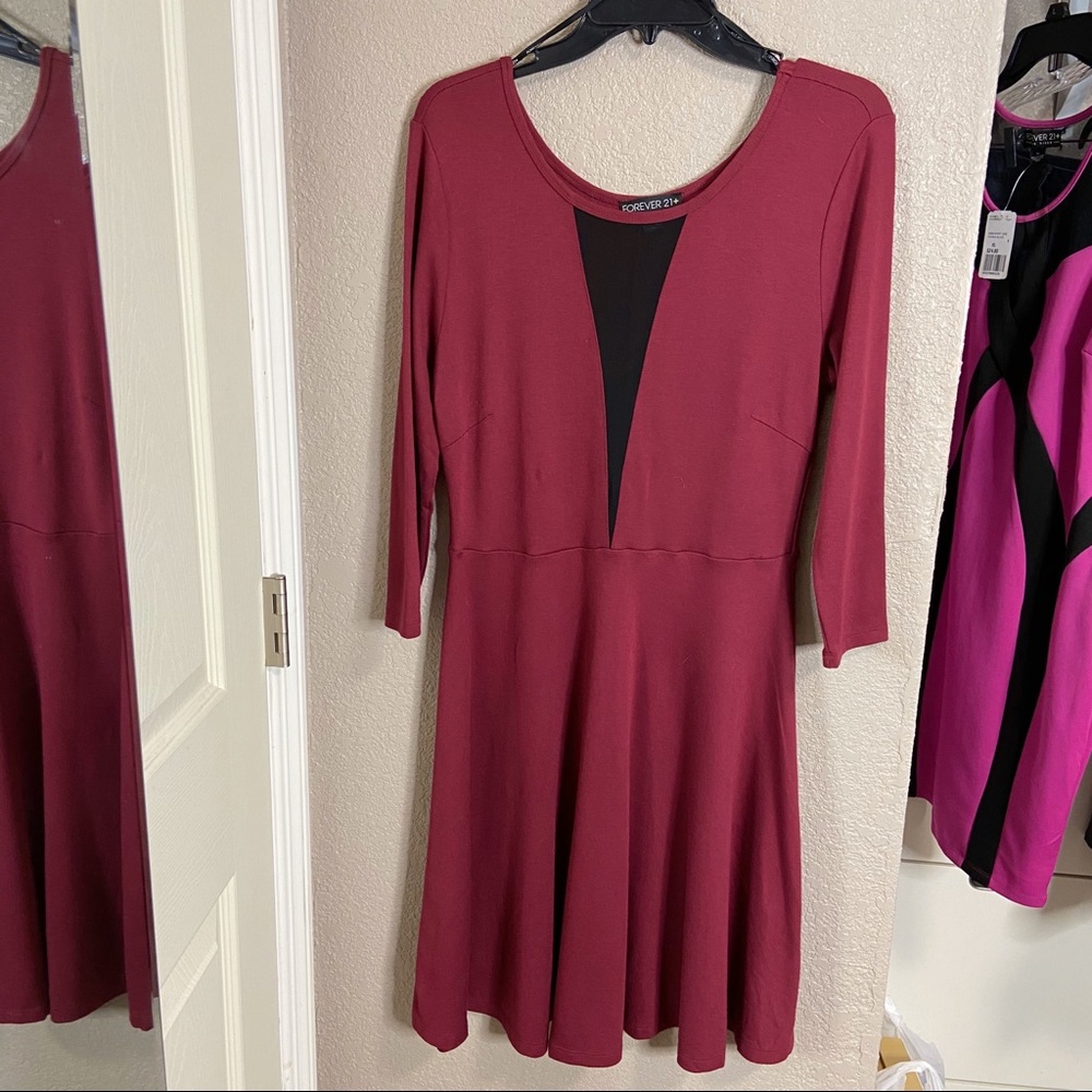 Forever 21 + Burgundy Cocktail Dress 1X Women’s